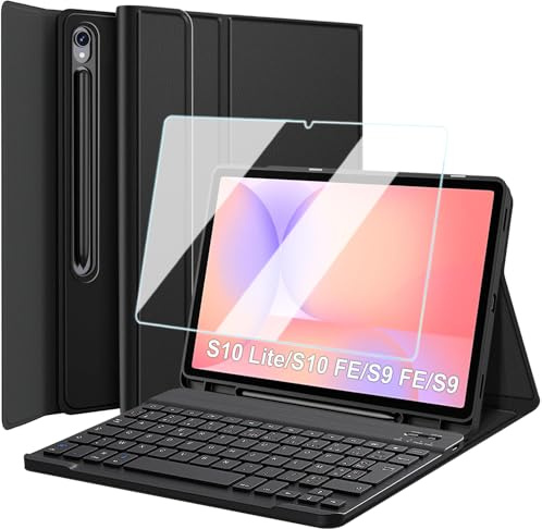 Nanhent Clavier Coque pour Samsung Galaxy Tab S10 Lite/ S10 FE/ S9 FE 5G 10.9 Pouces/Tab S9 11 Pouces, AZERTY Français Amovible Bluetooth Clavier Étui Housse avec Protection écran