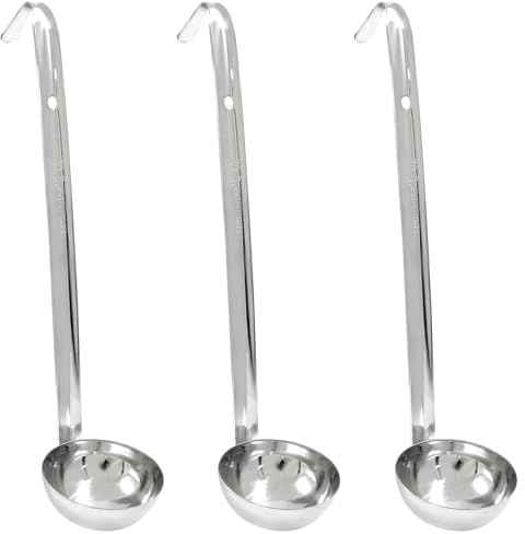 Piutouyar 3 Pcs 2 oz Soup Ladle Set with Long Hooked Handle | Stainless Steel Ladle, Kitchen Cooking Serving Ladle Accessories, For Cooking Soup Sauce Stews