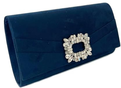 LeahWard Women's Wedding Clutch BagChain Strap Cross Body Bag (Navy Suede)