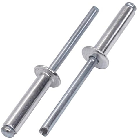SKIR'CO Lot de 50 rivets aveugles en acier zingué 5,0 x 25 mm avec mandrin en acier et tête bombée DIN 7337