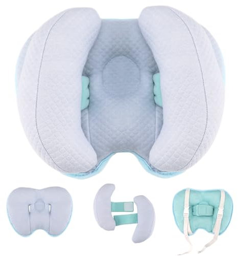 Blublu Park Upgraded 2 in 1 Baby Travel Pillow, Adjustable Banana Shape Baby Neck Head Support Pillow Stroller Insert Cushion for Kids, Toddler, Blue