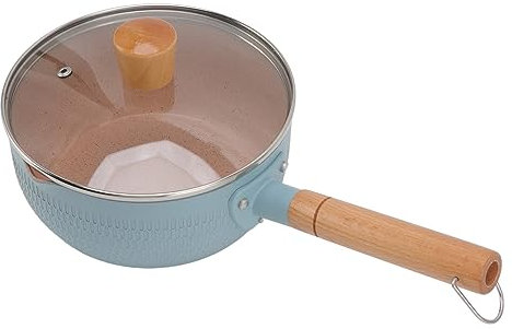 Pot à lait multifonctionnel en alliage d'aluminium avec poignée en bois Cuiseur à induction Pot à lait multifonctionnel avec bec verseur Poêle avec couvercle Pot de cuisson antiadhésif adapté au chauf