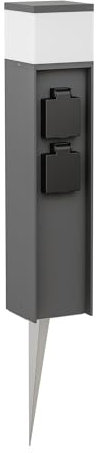 ledscom.de Bolardo luminoso PODEL con piqueta de suelo para exteriores, 39cm, antracita, 2 casquillos, incl. bombilla G9, 501lm, blanco cálido