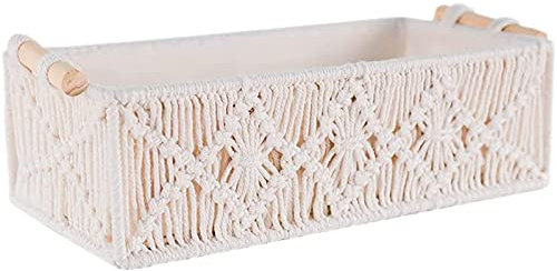MOLERRI Boho Aufbewahrung Korb Box Handgefertigte Gewebte Dekorative Arbeitsplatte Organizer Makramee KöRbe für Schlafzimmer und Wohnzimmer