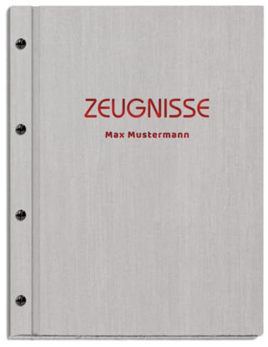 Personalisierte Zeugnismappe mit eigenem Namen in grauer Leinenoptik | für Zeugnisse in DIN A4 - inkl. 12 Sichthüllen - handgefertigt und personalisierbar mit eigenem Namen
