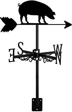 Wetterfahne mit Tiermotiv, Dekoration for den Außenbereich, Wetterhahn aus Edelstahl, Windrichtungsanzeiger, Bauernhofszene, Gartenmesswerkzeuge mit Rostschutzbeschichtung, Schwein(Pig)