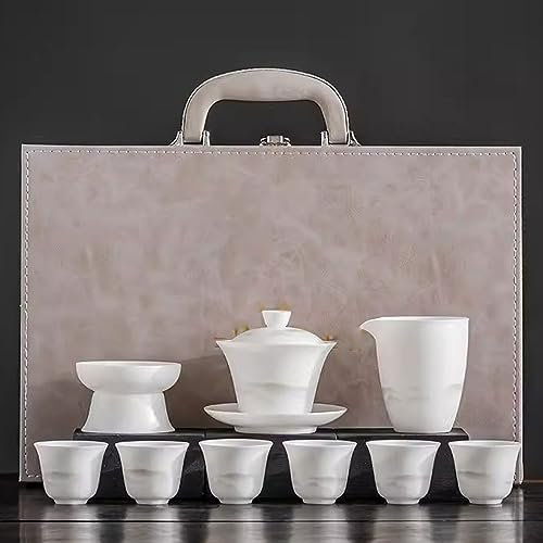 XaEjNzwDT Tetera marroqui teteras para te Juego de te Juego de té Kung Fu de Porcelana Blanca, Caja de Regalo Gaiwan para el hogar(Color:B,Size:)