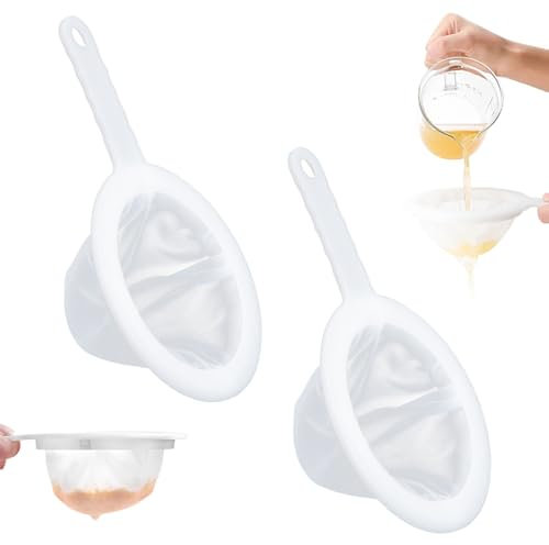 TRKETK 2 Piezas Colador de Malla Ultrafino para Cocina, 200/400 Filtro de Malla Colador de Malla Fina de Plástico Tamiz de Filtro de Alimentos Filtro de Cocina para Café Mermelada Té Yogur Jugo
