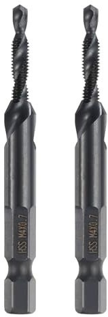 QUARKZMAN 2pz Trapano Maschio Combinati Metrici M4 x 0.7 Filettatura 1/4 Esagonale Rivestiti Nitruro Punte Filettatrici Acciaio Alta Velocità 4341 Kit Attrezzi per Foratura Filettatura