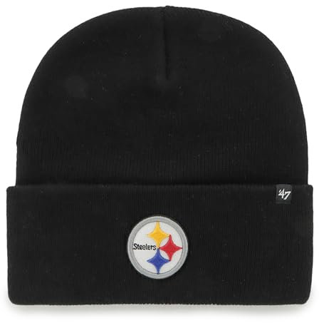 '47 NFL Pittsburgh Steelers Unisex Cuff Knit, Beanie, Team Logo, Farbe Schwarz