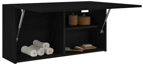 Gecheer Bad-Wandschrank Hängeschrank Badschrank Küchenschrank Medizinschrank Badmöbel Schwarz 80x25x40 cm Holzwerkstoff