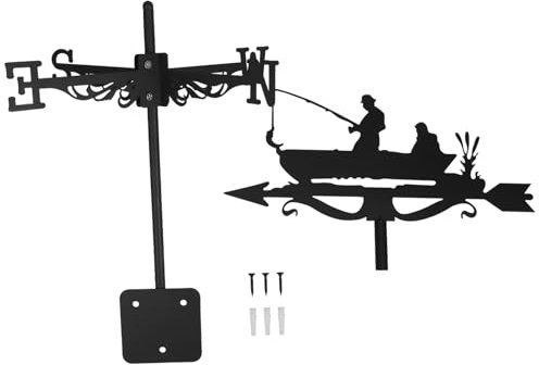 POPETPOP Girouette De Pêcheur Métal Indicateur De Direction du Vent Fixation Toit pour Jardin Et Terrasse