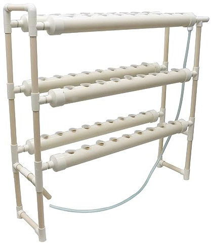 PTSZNGS Hydroponisches Anbausystem, 54 Pflanzen, Trapez, 3 Lagen, 2 Reihen, 6 Rohre, Pflanzsystem mit Pumpe, Pflanzschwamm und Schlauch für den Gemüseanbau