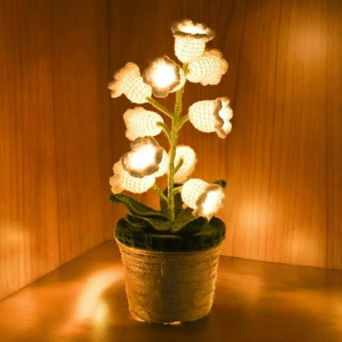 QUELIEN Crochet Flower Lamp,Lily of The Valley Lamp,Crochet Gifts for Women Mom Girlfriend,Unique Gift for Birthday Christmas Mothers Day
