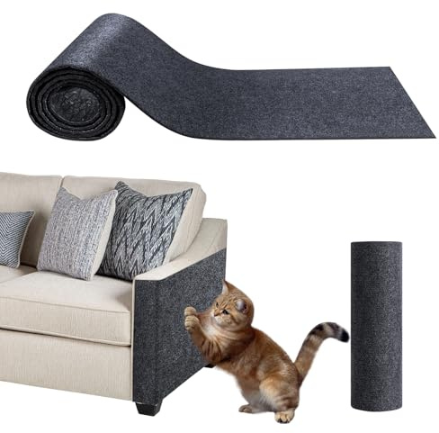 Protector de muebles para gatos, 78.7 x 15.8 pulgadas, almohadilla adhesiva para disuasión de arañazos, tapete rascador para gatos escaladores, alfombra autoadhesiva recortable para sofá y protector