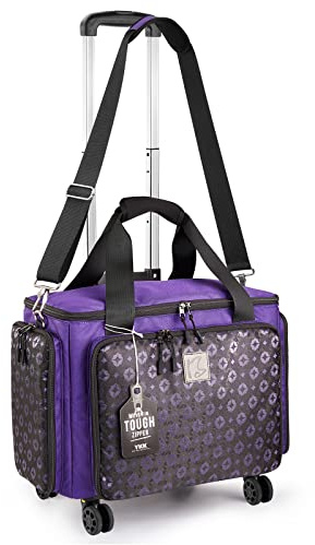 BatlFrist Rolling Sewing Machine Bag with Universal Wheels, Sewing Machine Carrying Case with YKK Zippers, Compatible most Standard Brother, Singer, Bernina, Sewing Machines, Violett, 19*11*13
