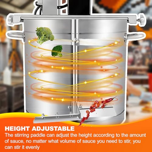 agreilduite Malaxeur Électrique Professionnel pour Confitures - Cuve Grand Volume (20L/25L/40L/60L) Mélangeur Automatique pour Confitures/Sauces, Vitesse Réglable avec Raclage Automatique du Fond,20L