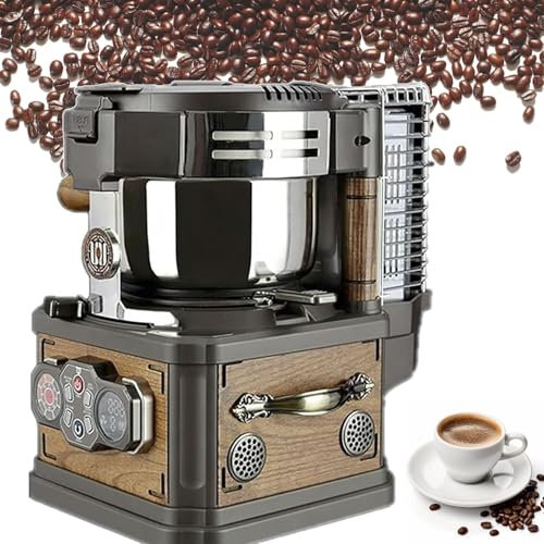 RSQQL Retro-Kaffeeröstmaschine, 8 Heizstufen, 3 Modi, Kaffeeröster for Café/Zuhause, Leises Rösten, Präzise Temperaturregelung, Automatisches Schälen, Nostalgischer Stil