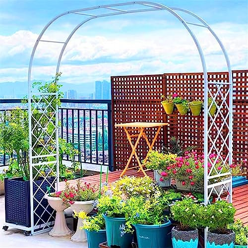 Elegante pergolato in ferro battuto bianco per piante rampicanti 310 x 250 cm resistente graticcio da giardino perfetto per rose e viti ideale per la progettazione di paesaggi