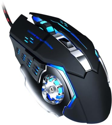 DIYEAH Souris de Jeu USB Filaire Noire Abs Métal 800 1600 2400 3200 Dpi | Design Ergonomique, Branchement Plug And Play, Usage Ordinateur Portable et Bureau