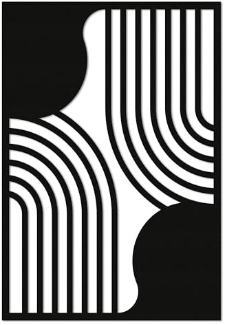 ebenkunst Bögen mit Kreisen Wanddeko – abstraktes Wandbild aus MDF | Schwarz durchgefärbtes MDF, geometrisches Design, S 30 x 45 cm & M 55 x 80 cm, Made in Germany, moderne Wandkunst