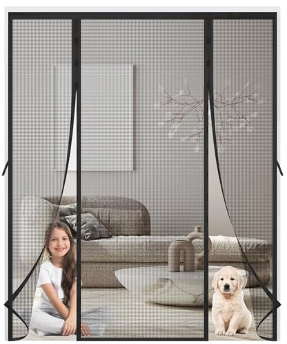 Zanzariera magnetica per finestre da tetto e porte del balcone, 95 x 270 cm, nera, tenda scorrevole, protezione ct facile da installare, telaio resistente, soluzione zanzariera