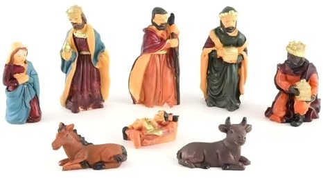Nativity Scene Set - Miniature Christmas Crib with Stable Figurines, Durable Resin Tabletop Decor for Home, Holiday Display, Collectible