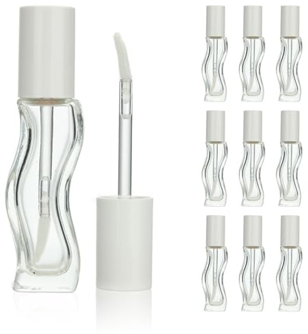 COSIDEA 9 st 8 ml rosa tomt glas läppglansrör läppglansrör med stavflaskor för kokosnötsolja läpptin påfyllningsbehållare (vit, 9 st)