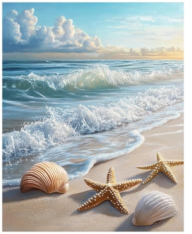 Mafenr Art Plage Peinture Numero Adulte, Plage Peinture Par Numero Adulte, Coloriage Par Numéro Pour La Décoration De La Maison 40x50 CM