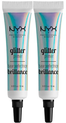 NYX Professional Makeup Glitter Primer Base Trucco Gel Fissante per Glitter a Lunga Tenuta Texture Leggera e Cremosa Formula Vegana - 2 Flaconi da 10ml