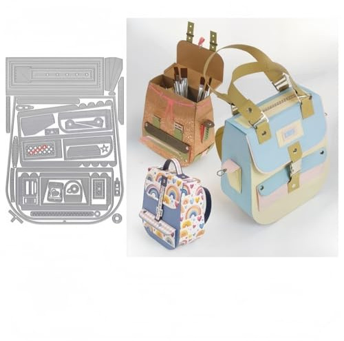 Sredwtk Rucksack 3D Box Stanzschablonen Weihnachten Box Stanzschablonen Schachtel Weihnachten Metall Prägeschablonen Stanzmaschine Stanzformen Schablonen für DIY 3D Keksbox Süßigkeitenbox