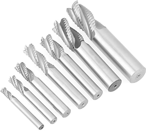 Xiuganpo Fresa de Extremo HSS Fácil de Usar, 7 Piezas/juego, Fresa de Desbaste, Adecuada para Todas las Tareas de Fresado, Alta Resistencia a la Flexión y Resistencia Al Desgaste