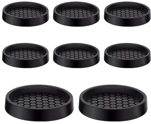 Gykutix 8 Pezzi Piedini per Sedie Silicone Rotondi Protezione per Gambe Piedini Antiscivolo Sottobicchieri 5cm Cuscinetti tazze piedini per Mobili, Letto, Armadio, Divano, Sedia, Tavolo (Nero)