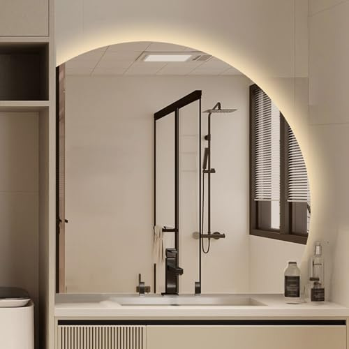 Specchio da bagno a mezzaluna da 40 pollici con luci, specchio cosmetico da parete retroilluminato da 32 e 36 pollici, 3 colori dimmerabili antiappannamento per la decorazione della casa (taglio infe