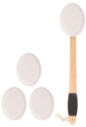 Ipetboom Applicatore per Lozione Solare con Testa in Spugna Antiscivolo e Manico in Legno Elegante, Set con Teste Sostituibili per Uso Doccia e Bagno