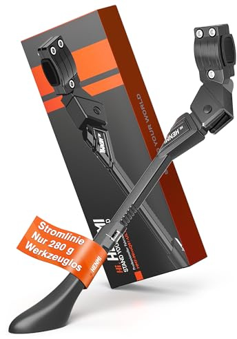HENMI Leichter Fahrradständer 24-28 Zoll, Höhenverstellbarer Seitenständer | Magnesium,Max Belastung 48 kg für Mountainbike, Trekkingrad, Cityrad & Pendlerfahrräder, nicht für runde/rautenförmige Rahmen