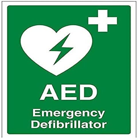 vsafety 31034 an-r AED Notfall Defibrillator Erste Hilfe Allgemeine Zeichen, starrer Kunststoff, Hochformat, 150 mm x 200 mm x 200 mm, grün
