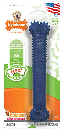 Nylabone, måttlig tandtuggben för hundar, flexibelt tuggben, kycklingsmak, stor, lämplig för hundar upp till 23 kg