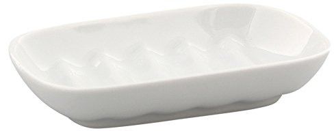 Seifenschale Rondo Porzellan weiß gedreht, Kosmetex Schale Wirbel-Form Bad Accessoires, Seifenschale