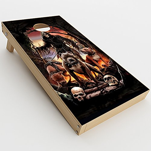 Skin Decal Vinyl Wrap for Cornhole Game Board Bag Toss (2xpcs.) Skins Stickers Cover/Grim Reaper Pitbull Skulls