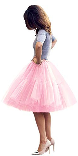 Babyonlinedress Femme Jupon Rétro Style année 50 Vintage en Tulle Audrey Hepburn Rockabilly Petticoat Tutu-18 Couleurs, Rose, Taille Unique