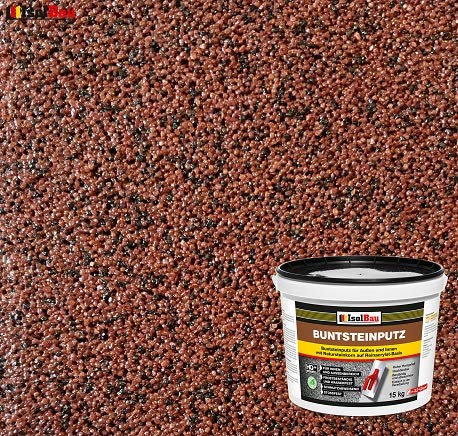 Isolbau - Buntsteinputz für Außen und Innen (Rotbraun, Schwarz) 15 kg - BP80 Mosaikputz Dekorationsputz Frostsicher, Wasserfest, Stoßfest