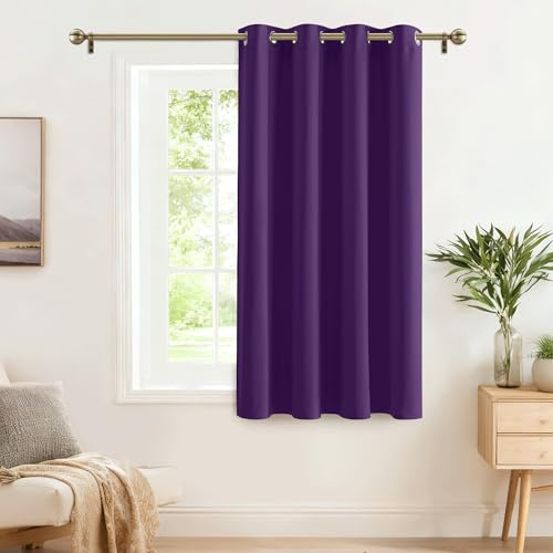 PONY DANCE Blickdichte Gardinen mit Ösen Thermovorhang Hitzeschutz | 1 Stück H158 x B132 cm, Violett, Verdunkelungsvorhang, für Schlafzimmer, Wohnzimmer, Sichtschutz, UV-Schutz, Kurz