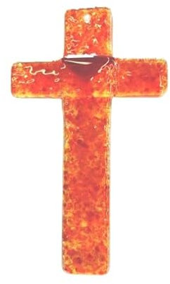 Glas Kreuz Wandkreuz aus Fusing Glas Design - Feuer