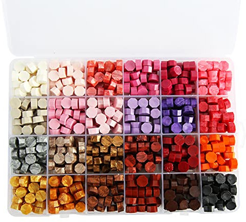 Siegelwachsperlen, 600Pcs 24 Farben Retro Boxed Seal Siegelwachs Für Hochzeitseinladungsbriefe Pink Lila