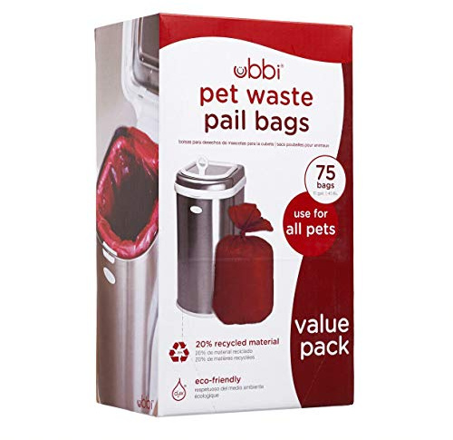 Ubbi Pet Waste Pail Bags, Cat Litter Box Cleaning Solution, 75 Count Value Pack