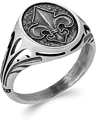 line.bijoux Bague-homme- Fleurs de lys 60 argent massif 925/000 garanti sans nickel