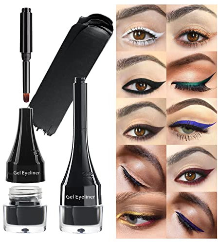 LSxia Gel-Eyeliner Set, 2-in-1, Tattoo-Eyeliner für die Augen, wasserfest, fleckenabweisend, Eyeliner und Eyeliner, Eyeliner-Werkzeug mit Pinsel