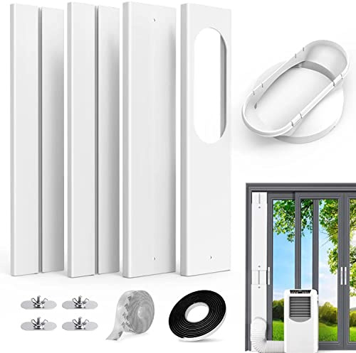 LINFKY Kit de Fenêtre Universel pour Climatiseur Portable de Tuyau d'échappement avec Coupleur Kit de Ventilation AC Réglable Joint en PVC pour Fenêtre Coulissante (pour Tuyau de 13cm)