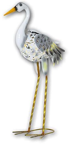 Star Trading Solar Gartenfigur Fischreiher – LED Solarfigur mit Dämmerungssensor, warmweiß beleuchtet, Teichdeko Reiher, Höhe 55 cm, IP44